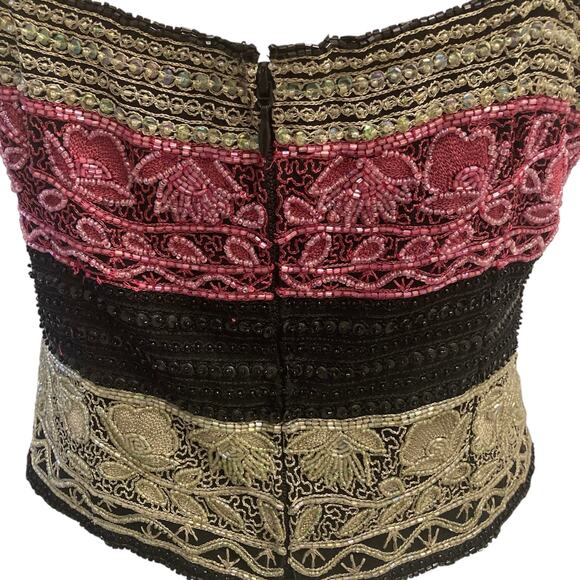 Vintage beaded embroidered silk camisole, Laurence Kazar design evening top - Picture 5 of 10